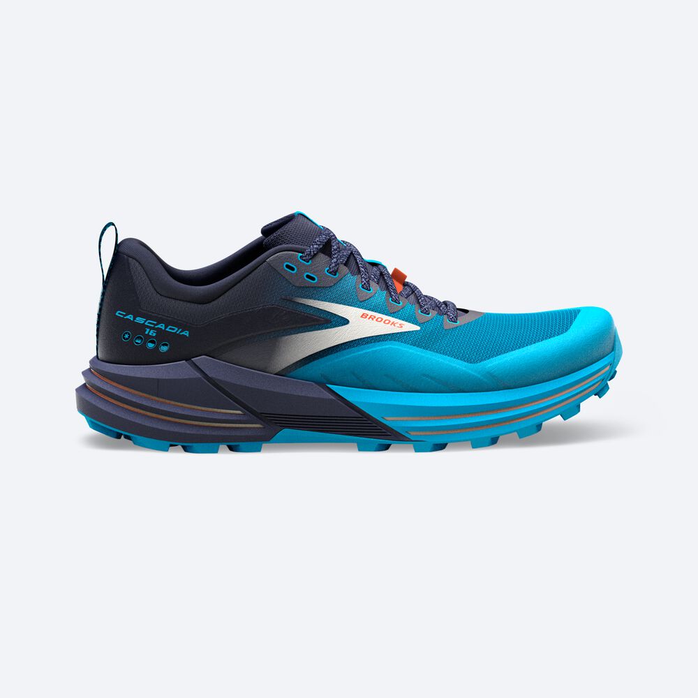 Zapatillas Trail Brooks Cascadia 16 Hombre Azul Marino/Azules | Ecuador-85701