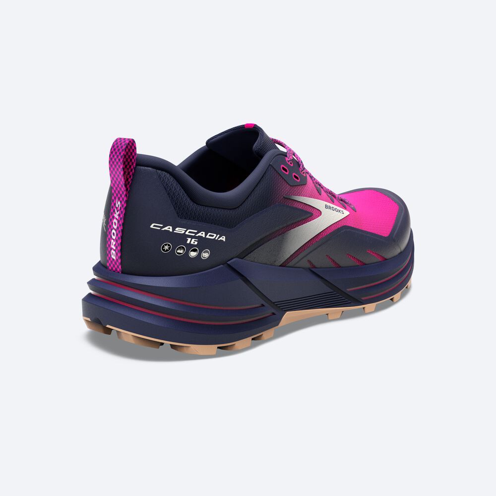 Zapatillas Trail Brooks Cascadia 16 Mujer Azul Marino/Rosas | Ecuador-96513