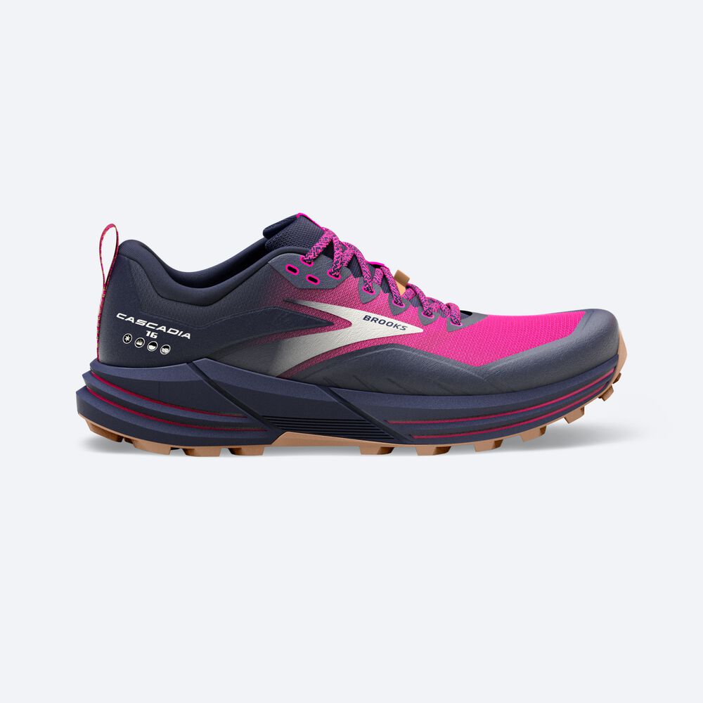 Zapatillas Trail Brooks Cascadia 16 Mujer Azul Marino/Rosas | Ecuador-96513