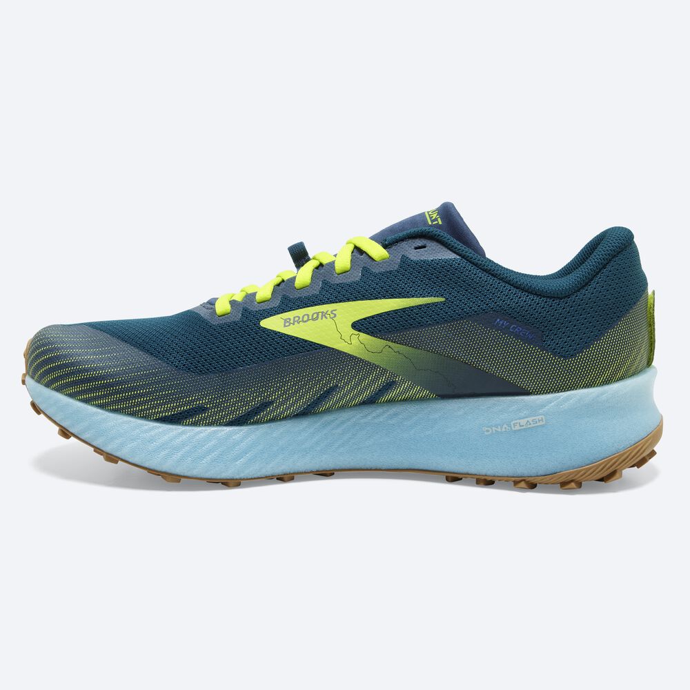 Zapatillas Trail Brooks Catamount Hombre Azules/Verde Claro | Ecuador-08762