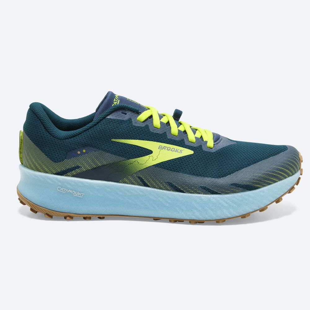 Zapatillas Trail Brooks Catamount Hombre Azules/Verde Claro | Ecuador-08762