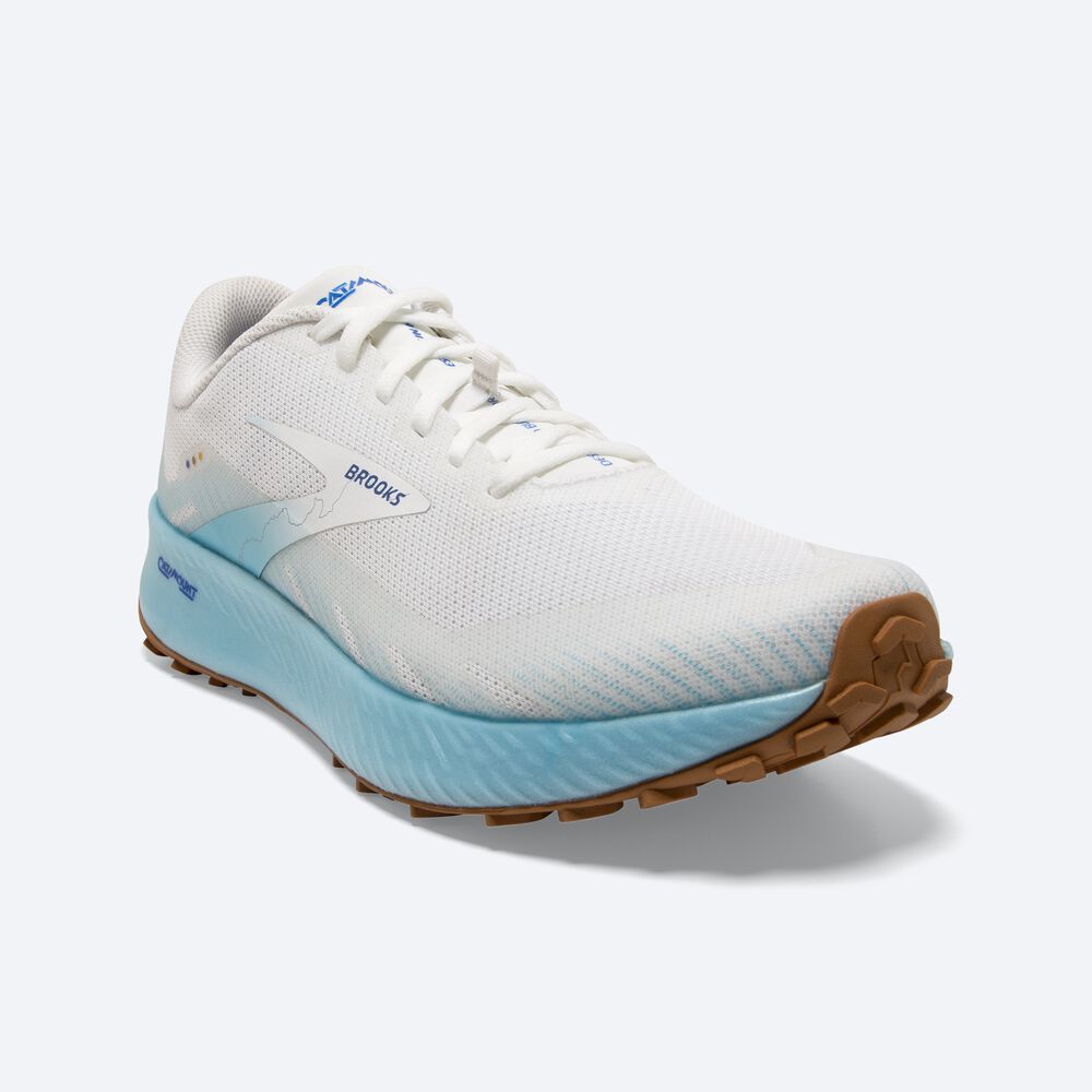 Zapatillas Trail Brooks Catamount Hombre Blancas/Turquesa Claro/Azules | Ecuador-86915