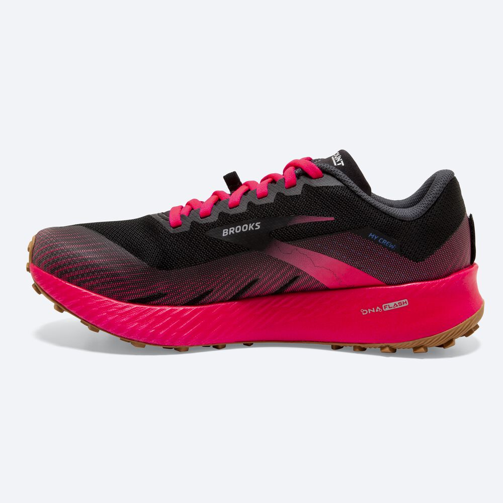 Zapatillas Trail Brooks Catamount Mujer Negras/Rosas | Ecuador-57916