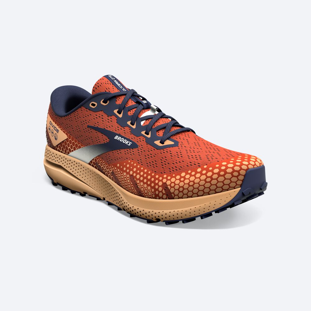 Zapatillas Trail Brooks Divide 3 Hombre Naranjas/Azul Marino | Ecuador-58067