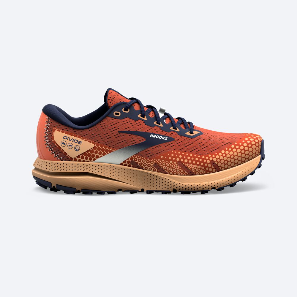 Zapatillas Trail Brooks Divide 3 Hombre Naranjas/Azul Marino | Ecuador-58067