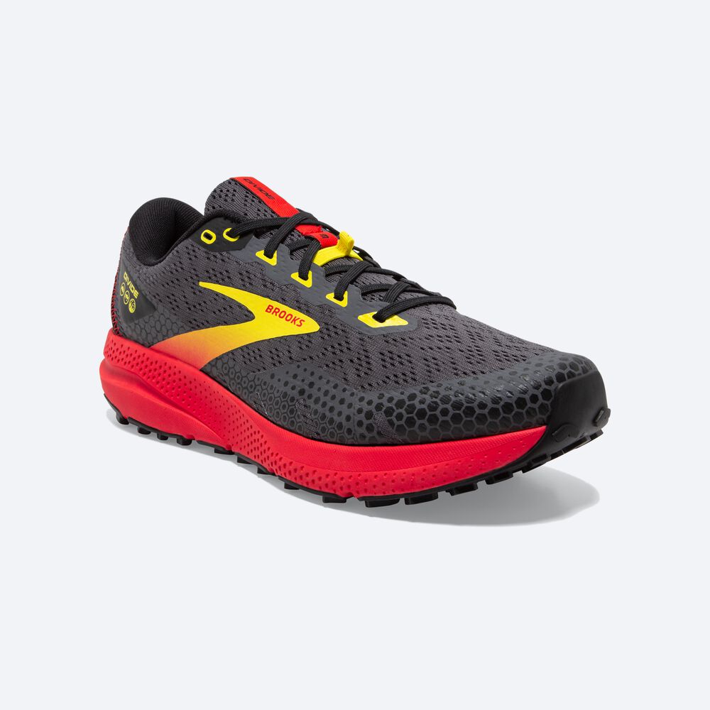 Zapatillas Trail Brooks Divide 3 Hombre Negras/Rojas/Amarillo | Ecuador-79265