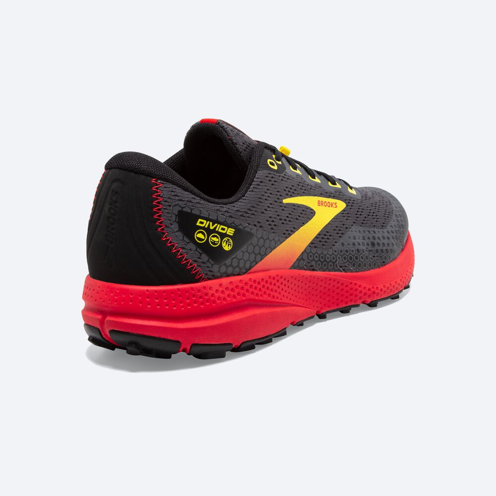 Zapatillas Trail Brooks Divide 3 Hombre Negras/Rojas/Amarillo | Ecuador-79265