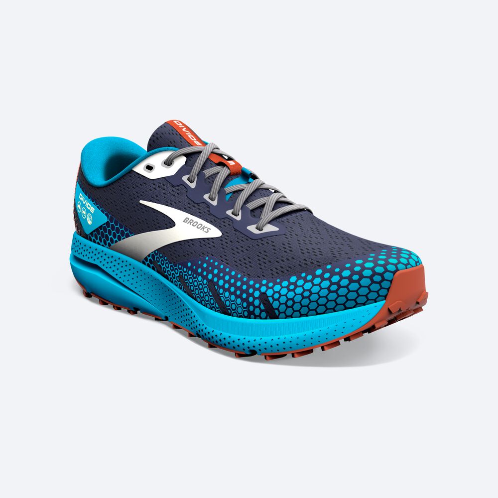 Zapatillas Trail Brooks Divide 3 Hombre Azul Marino/Azules | Ecuador-80364