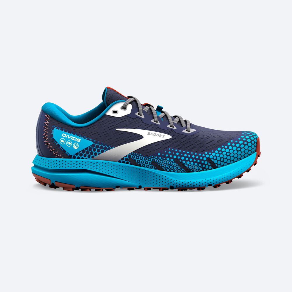 Zapatillas Trail Brooks Divide 3 Hombre Azul Marino/Azules | Ecuador-80364