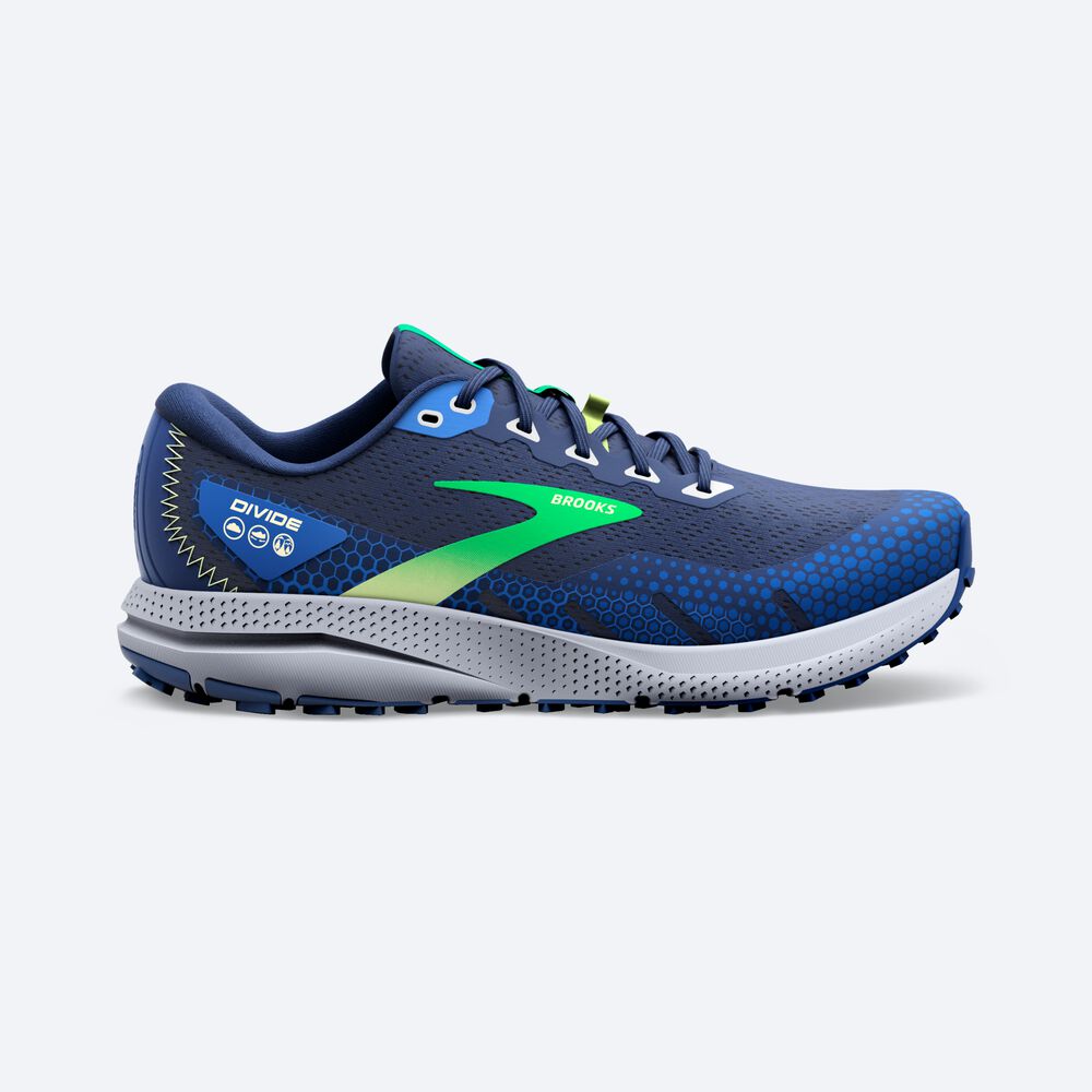 Zapatillas Trail Brooks Divide 3 Hombre Azules/Verde/Gris | Ecuador-82476