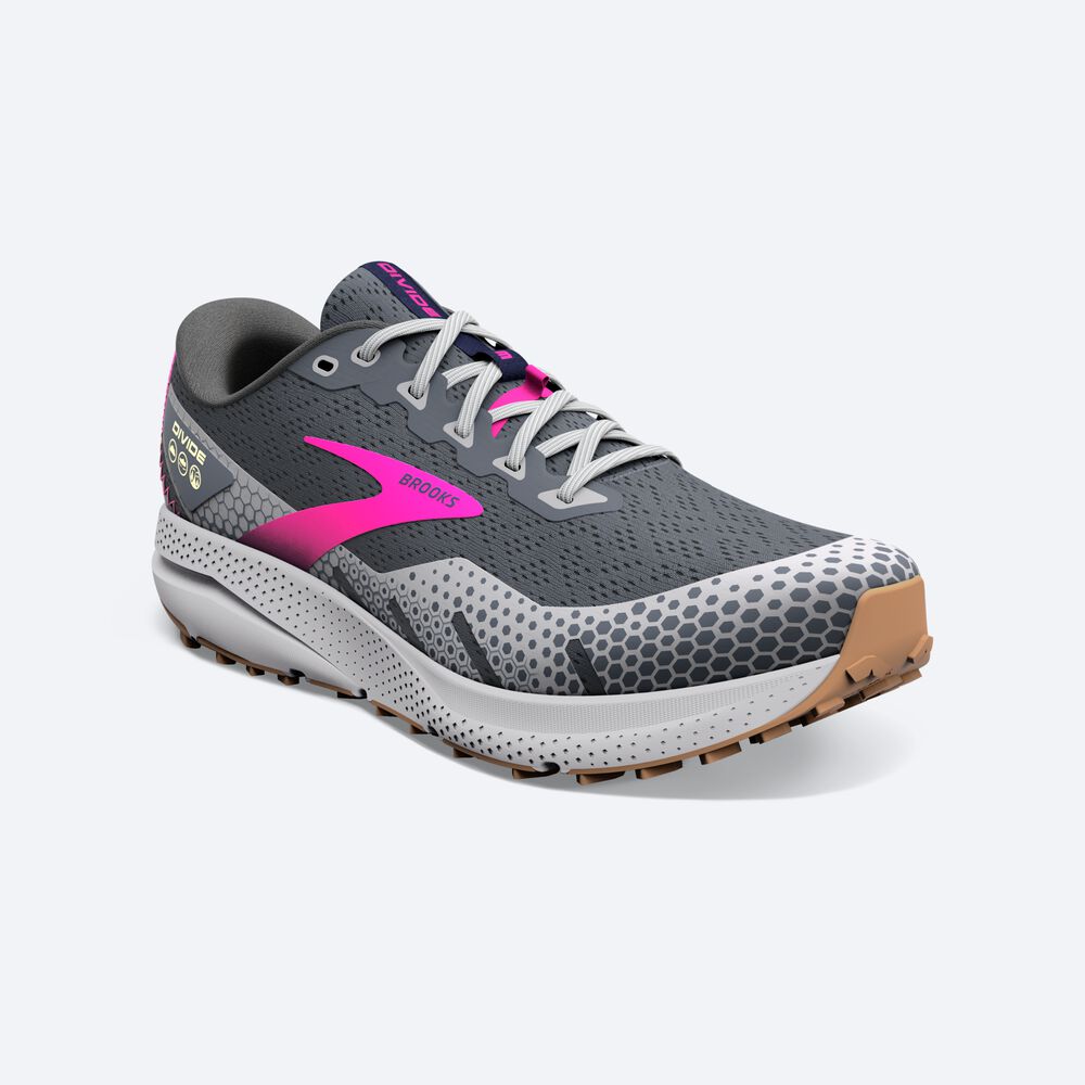 Zapatillas Trail Brooks Divide 3 Mujer Gris/Rosas | Ecuador-21935