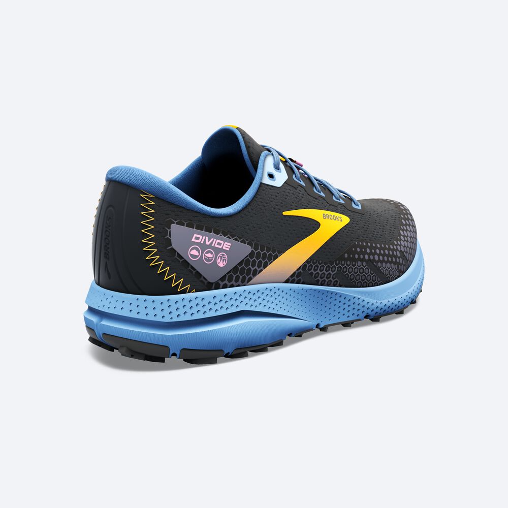 Zapatillas Trail Brooks Divide 3 Mujer Negras/Azules/Amarillo | Ecuador-47382