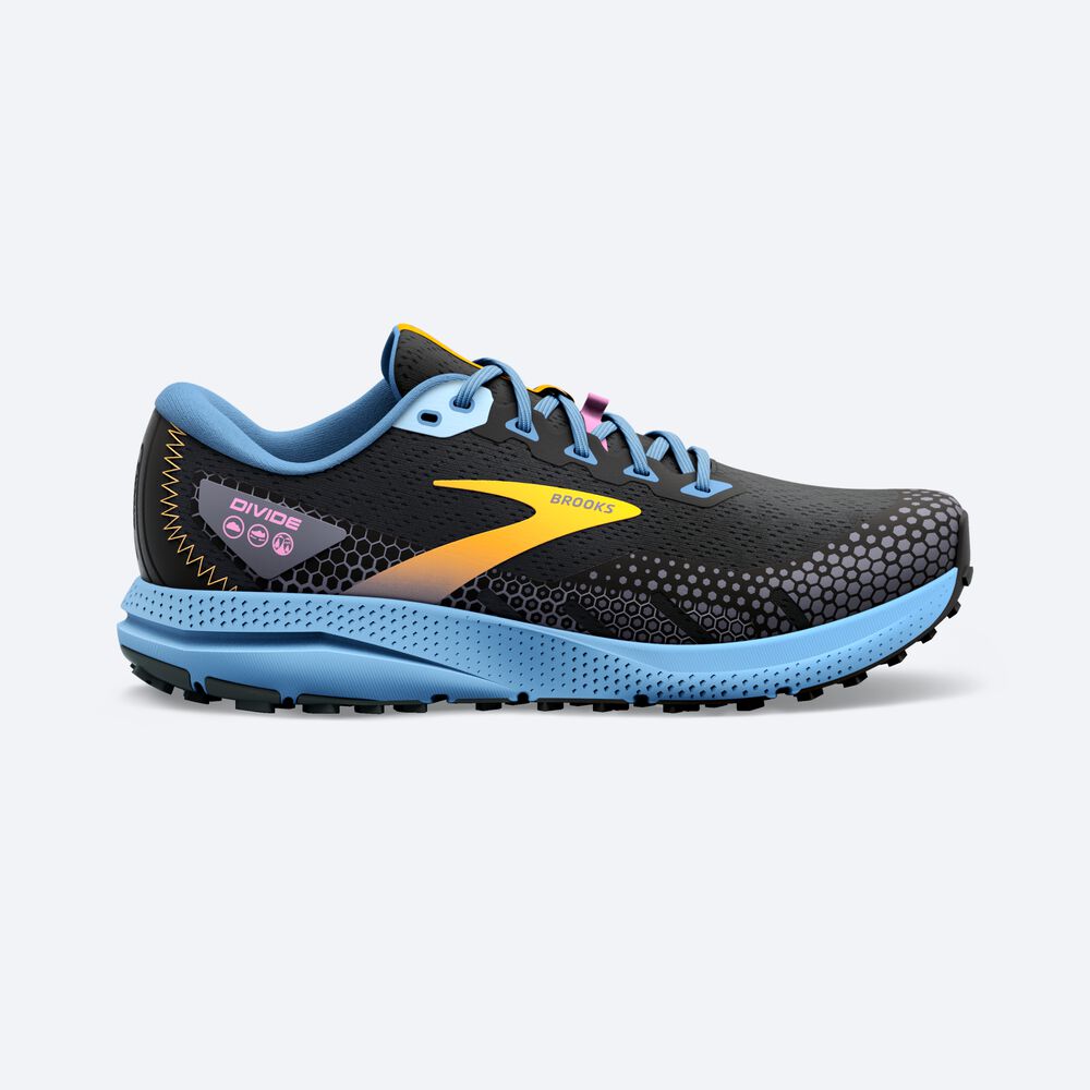 Zapatillas Trail Brooks Divide 3 Mujer Negras/Azules/Amarillo | Ecuador-47382